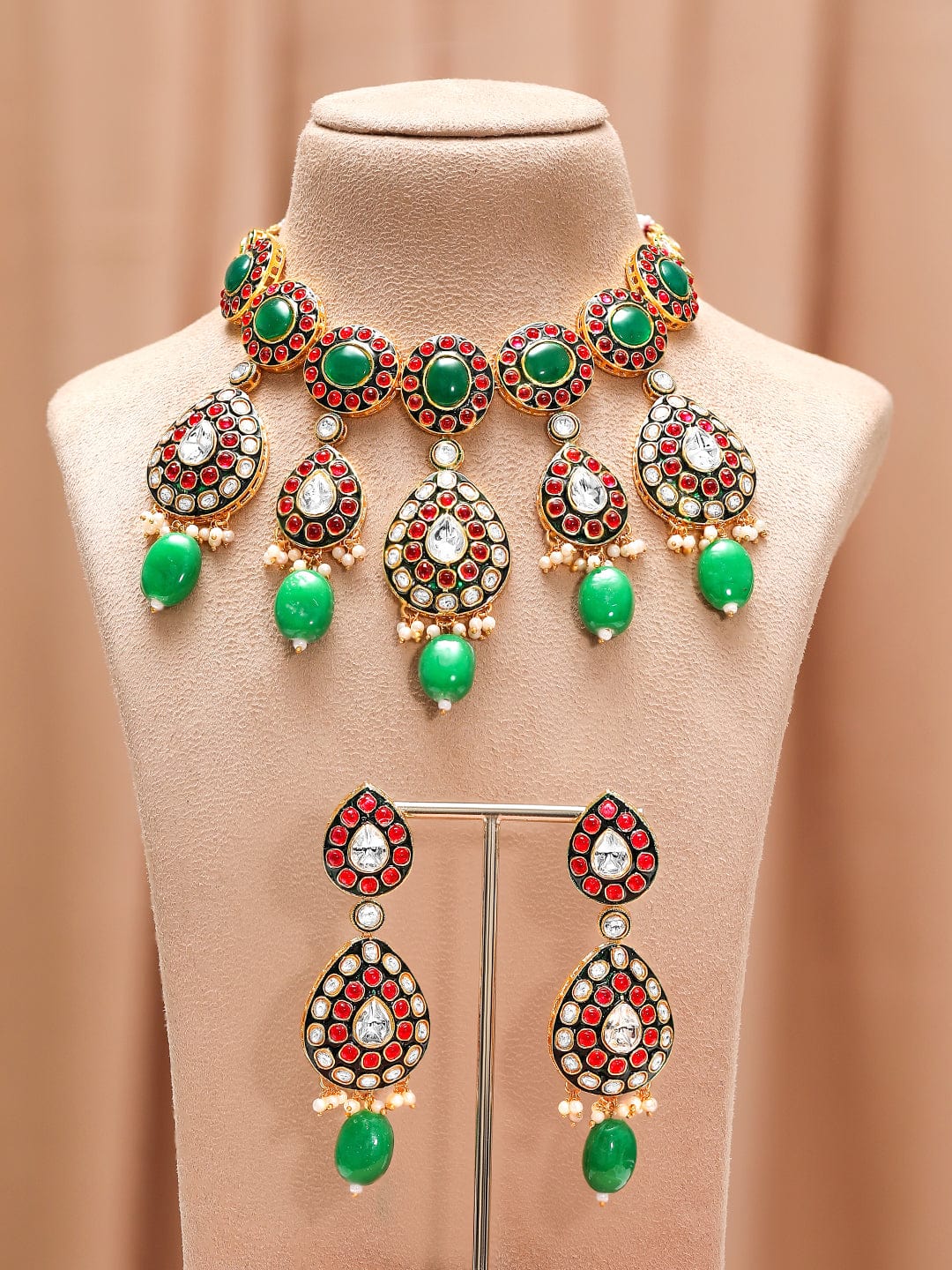 rubans-24k-gold-plated-kundan-green-beaded-choker-necklace-set-with-red-stone-detailing-necklace-sets-1143858315.jpg