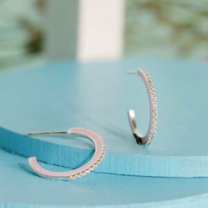 925 Silver Modern Minimal Ring Hoop Earrings. - Silver