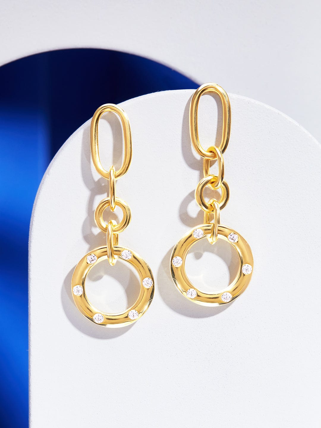 925 Silver The Interlinked Element Drop Earrings.- Gold Plated - Gold