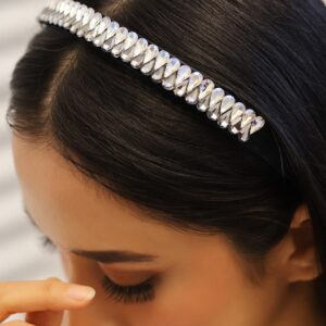 Black Crystal Embellished Statement Headband for Glamorous Look - Black