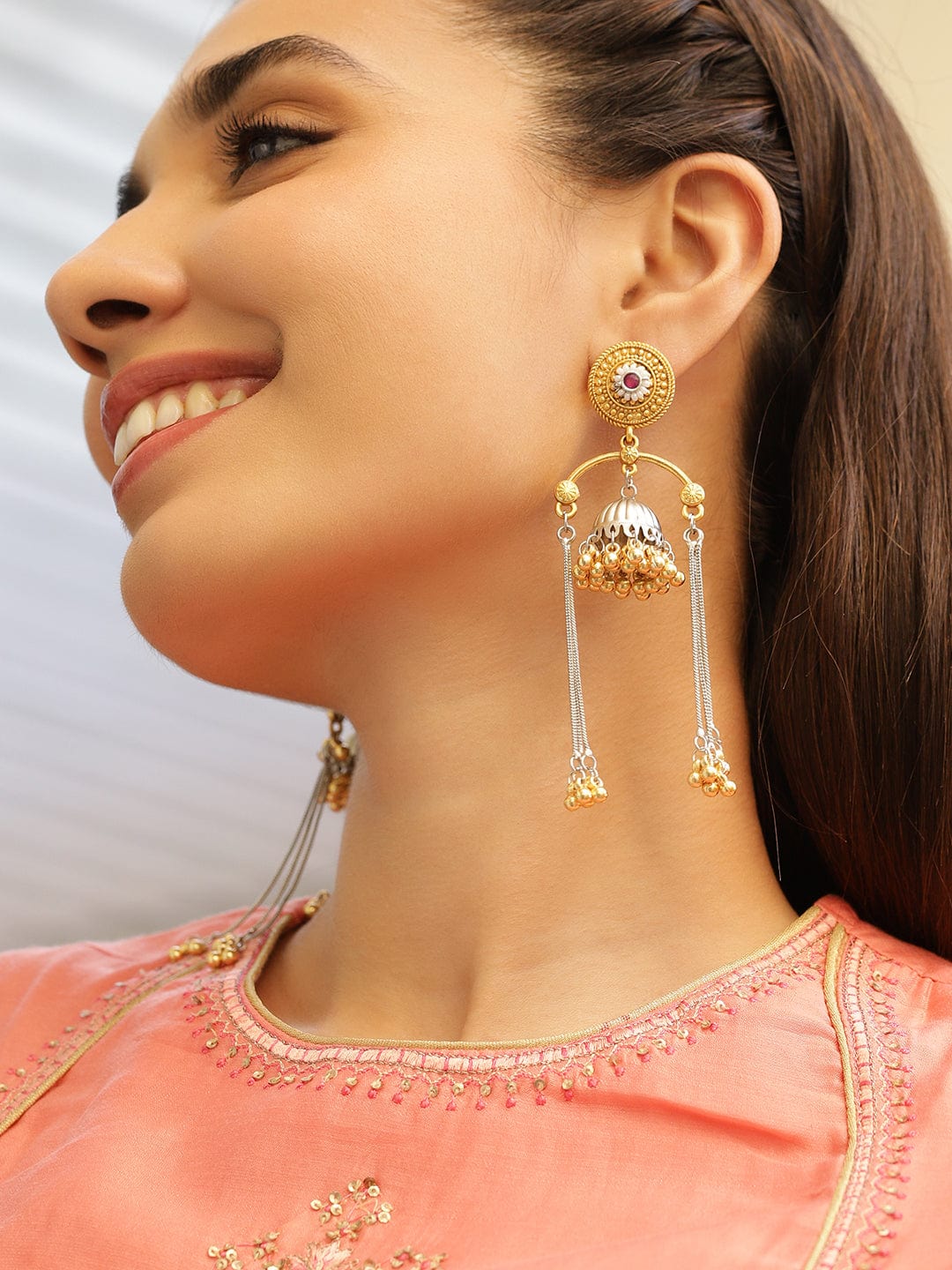 rubans-dual-tone-oxidized-silver-plated-gold-beaded-dome-jhumka-earrings-with-ruby-chain-dangles-jhumka-earrings-1168095009.jpg