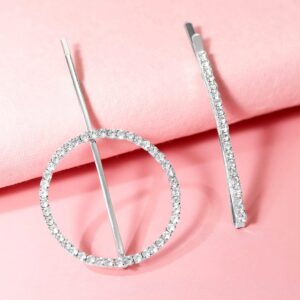 RUBANS Elegance Refined: Silver and AD Stone Bobby Pins Hair Clip - Silver