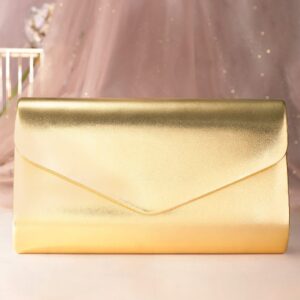 Gilded Allure Golden Glossy Finish Clutch Bag - Gold