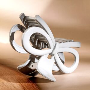 Glossy White Bow Design Hair Claw Clip for Chic & Secure Styling - White