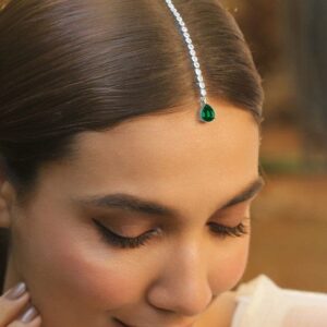 Gold-Plated American Diamond Studded Maang Tikka Head Jewellery - Gold