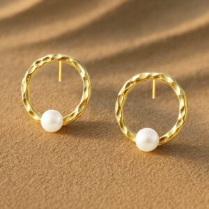 Gold-Plated Circular Hoop Earrings - Gold
