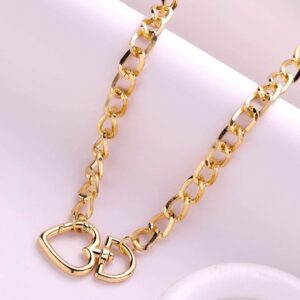 Gold Plated Handcrafted Heart Shape Interlinked Chain Necklace - Gold