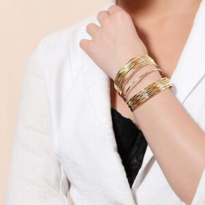 Gold Plated Handcrafted Multi Layered Openable Bracelet - Gold