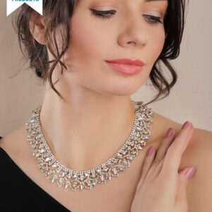 Gold Plated Handcrafted Rhinestone Necklace - Gold