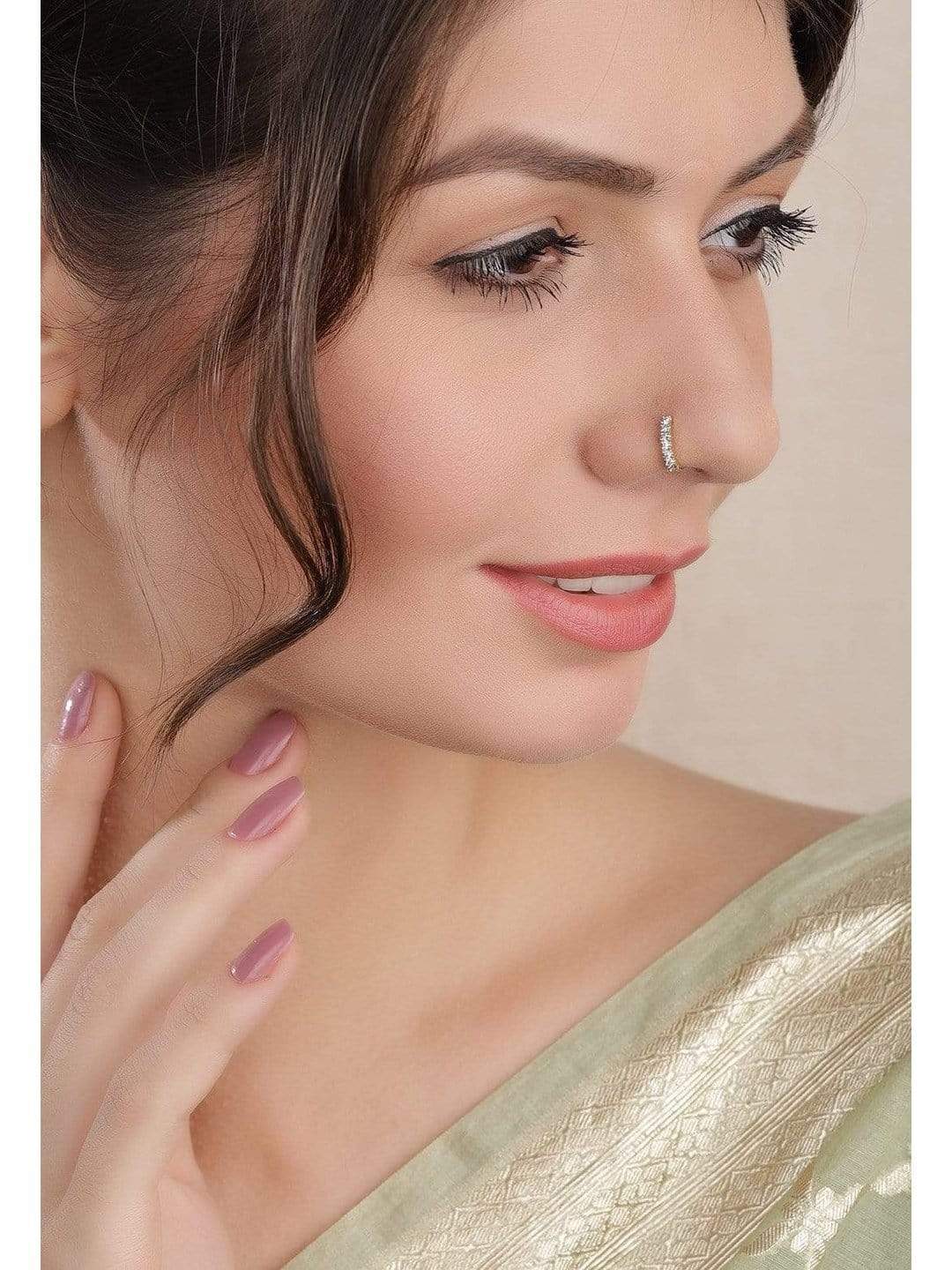 Gold Plated Handcrafted Zircon Stone Nose Clip - Gold