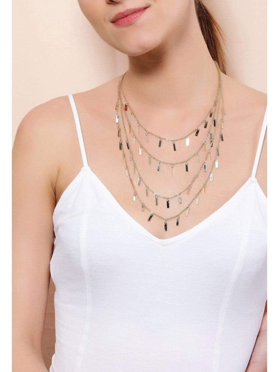 Gold Plated Multi Layer Necklace - Gold