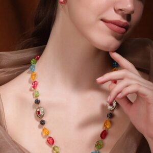 Kaleidoscope Enchantment Multi-Color Beaded Kundan Necklace Set - Multi colour