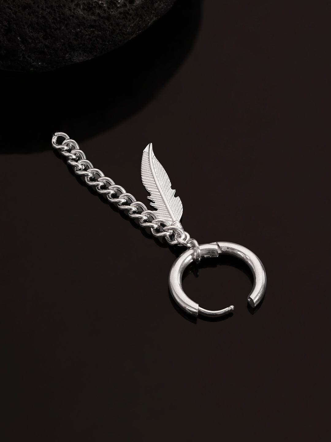 rubans-men-s-stainless-steel-silver-plated-tarnish-free-waterproof-feather-chain-earring-earrings-38034143936686.jpg
