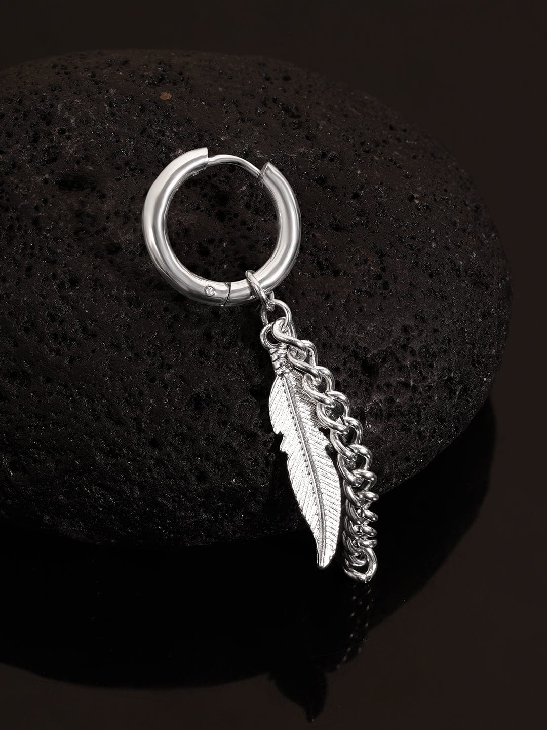 rubans-men-s-stainless-steel-silver-plated-tarnish-free-waterproof-feather-chain-earring-earrings-38034143969454.jpg