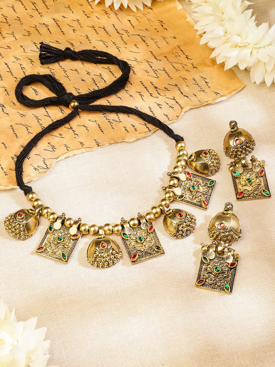 rubans-oxidised-antique-gold-plated-tribal-necklace-set-with-dome-accents-red-green-stones-for-women-necklaces-necklace-sets-chains-mangalsutra-1156083376.jpg