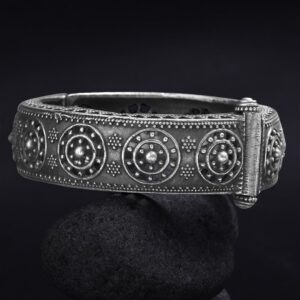 Oxidised Filigree Silver Plated Handcrafted Bracelet - Silver