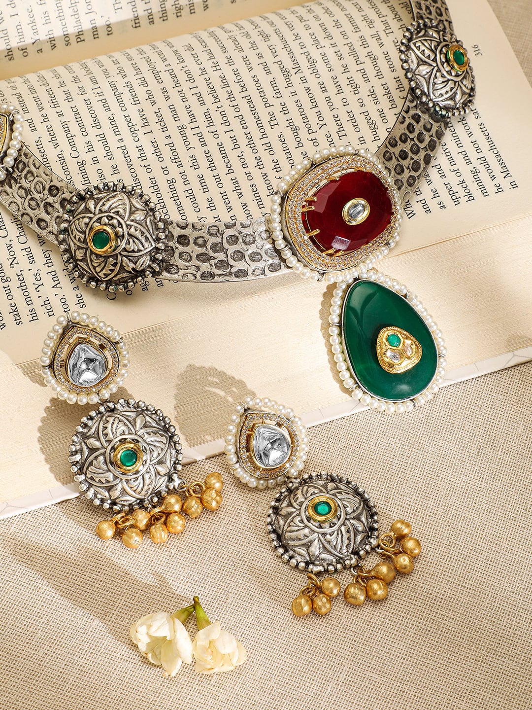 rubans-oxidised-silver-plated-choker-necklace-set-with-ruby-emerald-pearl-gold-beads-jewellery-set-1143859394.jpg