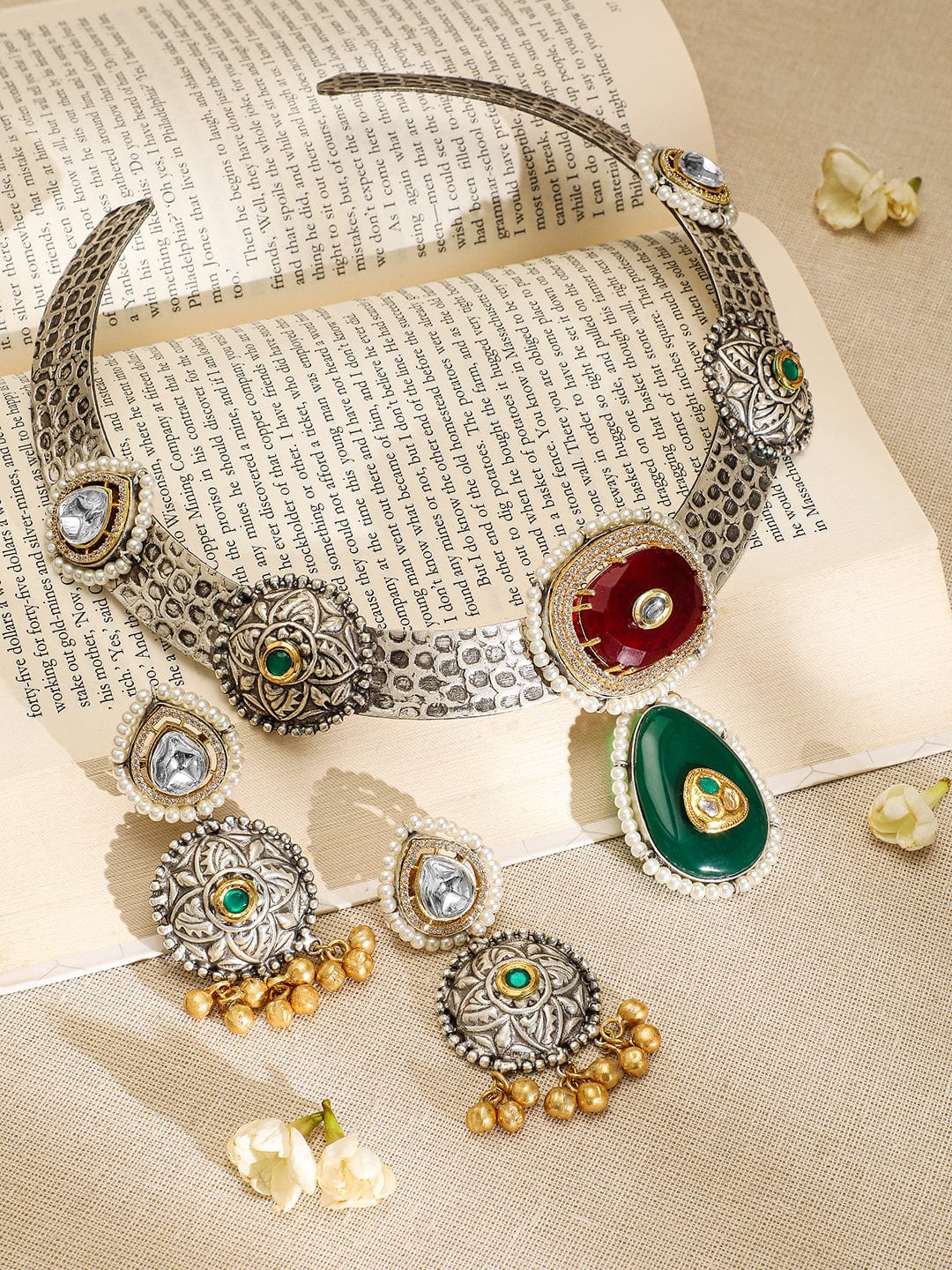 rubans-oxidised-silver-plated-choker-necklace-set-with-ruby-emerald-pearl-gold-beads-jewellery-set-1143859395.jpg
