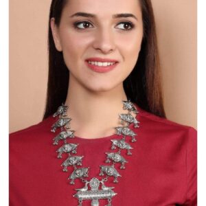 Oxidised Silver Plated Necklace - Silver