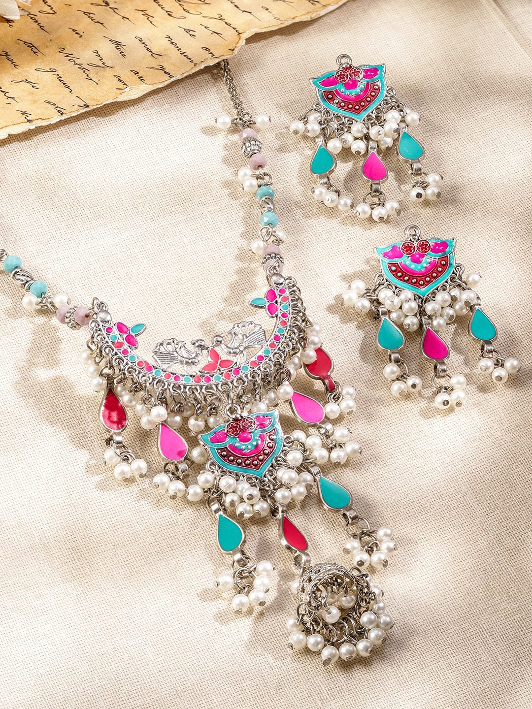 rubans-oxidized-silver-plated-multicolor-enamel-pearl-beaded-dangling-necklace-set-necklaces-necklace-sets-chains-mangalsutra-1184214066.jpg