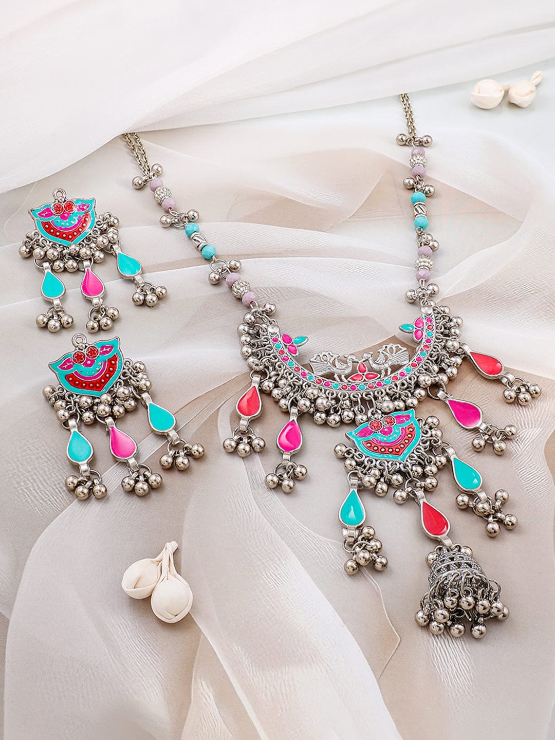 rubans-oxidized-silver-plated-multicolored-enamel-beaded-elephant-motif-necklace-set-with-dangling-silver-beads-necklaces-necklace-sets-chains-mangalsutra-1144355079.jpg