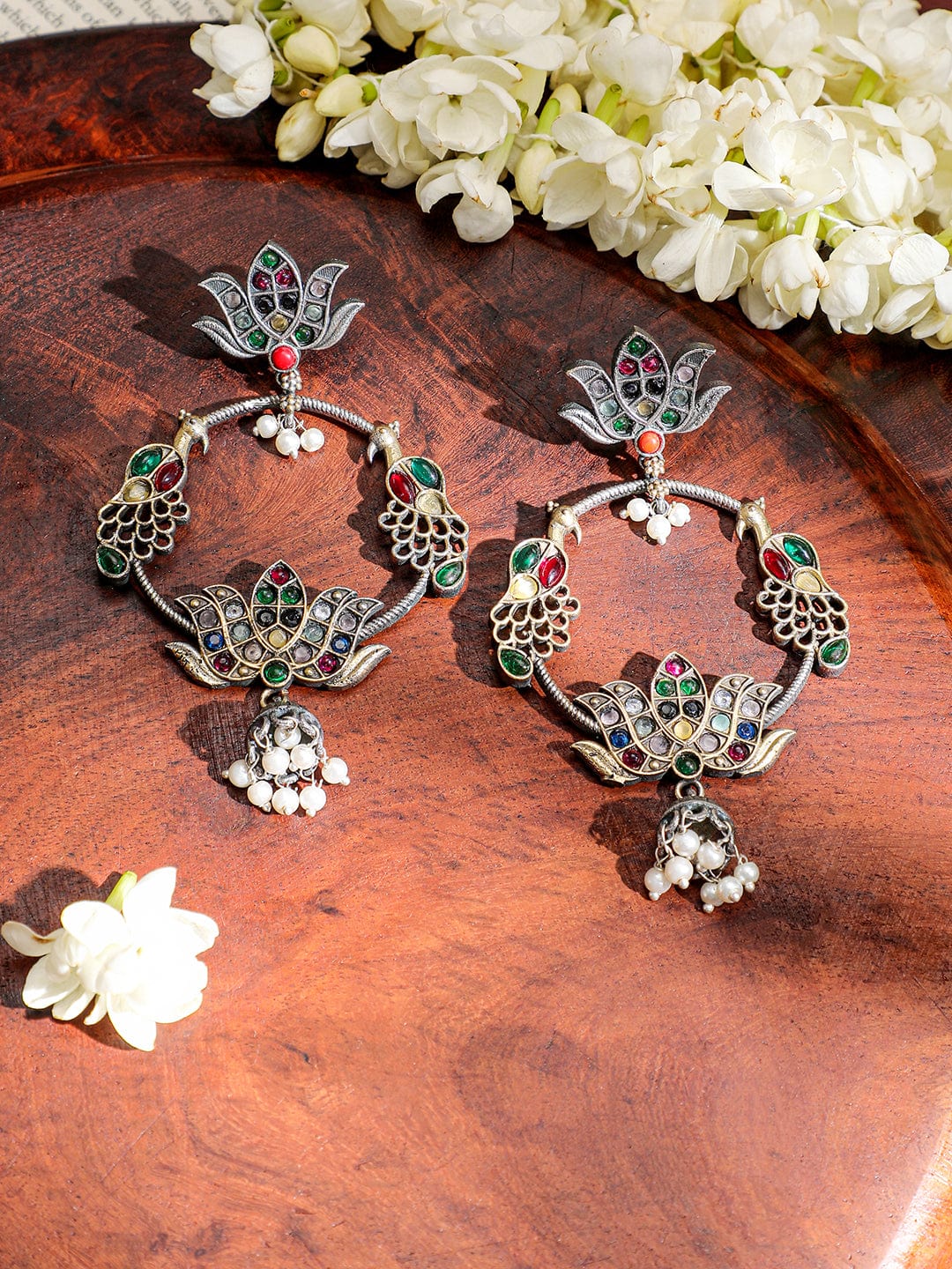rubans-oxidized-silver-plated-multicolored-lotus-motif-hoop-earrings-with-pearl-beads-hoop-earrings-1143856539.jpg