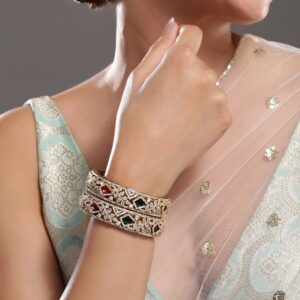 Pack Of 2 22KGold-Plated AD-Studded Traditional Bangles - 02-Jun