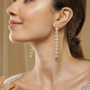 Premium 22K Gold-Plated AD & Zirconia Studded Luxury Drop Earrings