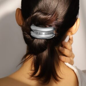 Rhodium Plated Chunky Dome Hair Tie – Luxe Statement Hair Accessory for Women - Silver