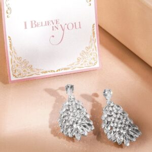 Rhodium Plated Cubic Zirconia Drop Earrings - Silver