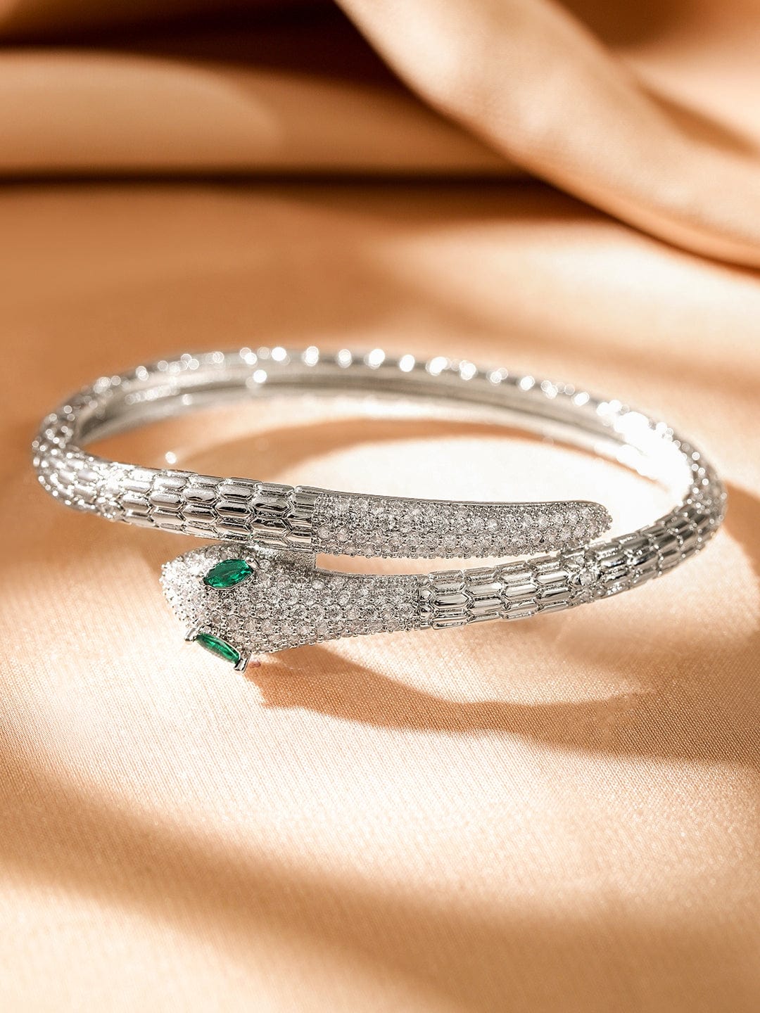 rubans-rhodium-plated-cubic-zirconia-snake-inspired-openable-bracelet-with-emerald-accents-bracelet-38034187419822.jpg