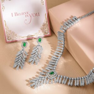 Rhodium-Plated Cubic Zirconia Stone Studded Jewellery Set - Silver