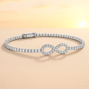 Rhodium Plated Cubic Zirconia Studded Premium Charm Bracelet - Silver