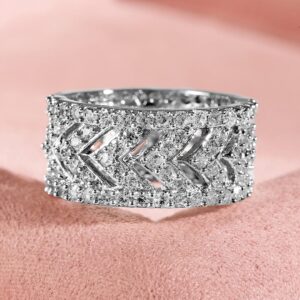 Rhodium Plated High Quality Cubic Zirconia Studded Finger Ring