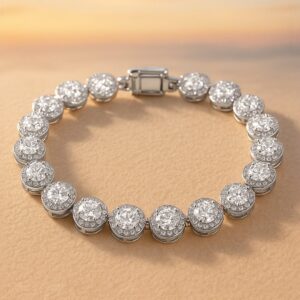 Rhodium Plated Sparkling Cubic Zirconia Studded Premium Tennis Bracelet - Silver