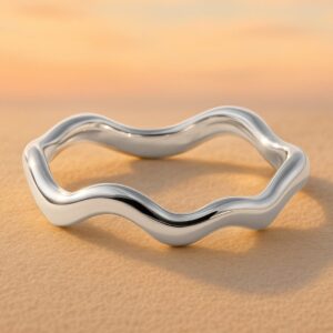 Rhodium-Plated Wavy Bangle-Style Bracelet for Modern & Elegant Statement Jewelry - Silver