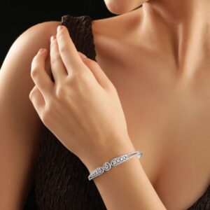 Rhodium Plated Zirconia Classy Sleek Bracelet - Silver