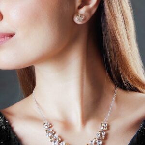 Rhodium-Plated Multicolor Sparkling Crystal Zirconia Studded Bold Layer Jewellery Set - Silver