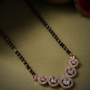 Rose Gold Plated Mangalsutra With Studded AD's - Rose Gold