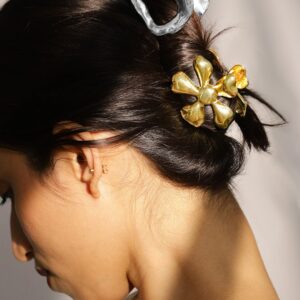 Set of 2 18K Gold & Rhodium Plated Sculptural Hair Clips – Statement Hair Accessory - Dual Tone