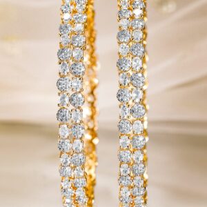 Set of 2, 22K Gold-Plated Cubic Zirconia Studded Premium Bangles - 02-Jun