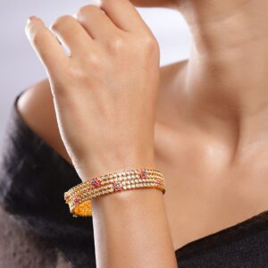 Set Of 2 Gold-Plated Cubic Zirconia Bangles - 2.6.