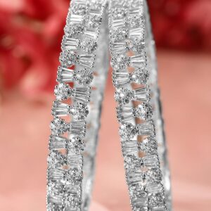 Set of 2 Rhodium-Plated AAA Cubic Zirconia Studded Handcrafted Premium Bangles - 02-Apr