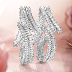 Set of 2 Rhodium-Plated AD & Cubic Zirconia Studded Premium Bangles - 02-Aug