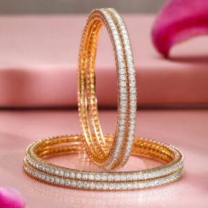 Set of 4 22K Gold-Plated Cubic Zirconia Studded Premium Handcrafted Bangles - 2.1