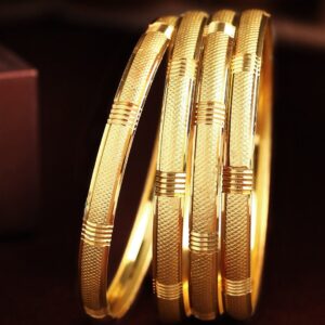Set Of 4 24K Gold-Plated Handcrafted Bangles - 2.6