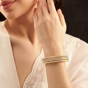 Set Of 4 Gold-Plated Kundan-Studded Bangles - 2.8.