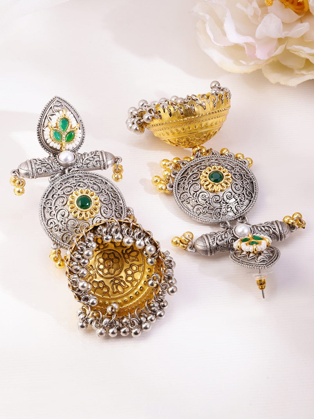 rubans-silver-gold-dual-plated-oxidized-long-emerald-green-stone-with-gold-silver-beads-jhumka-earrings-jhumka-earrings-1158742987.jpg
