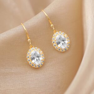 925 Sterling Silver Gold-Plated Geometric Drop Earrings - Gold