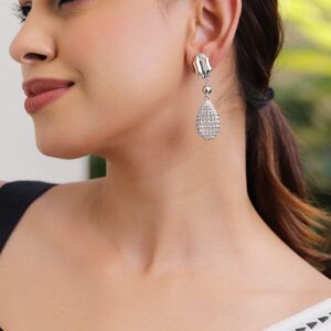 Silver-Plated Beaded Drop Earrings with Contemporary Design - Dual Tone